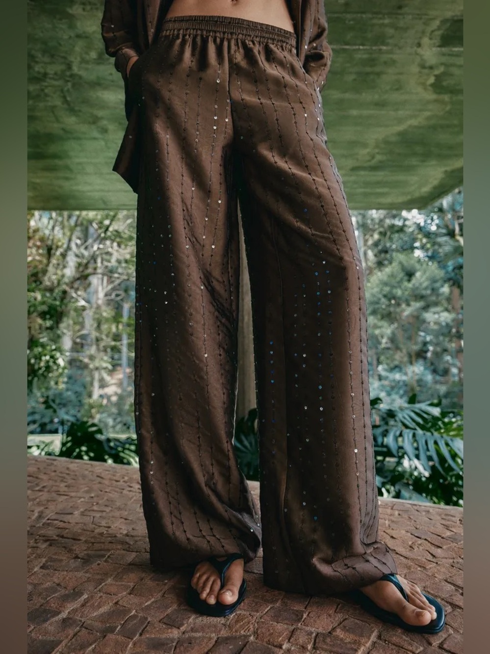 ZARA FLOWY SEQUIN PANTS